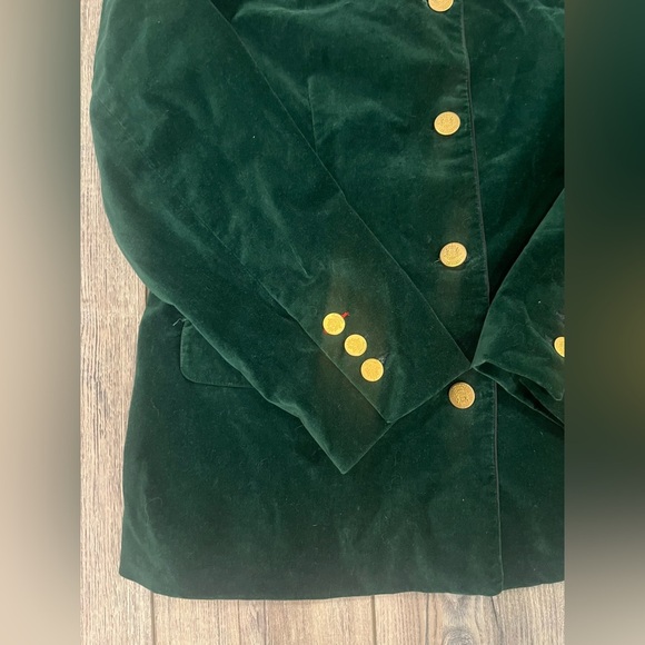 Vintage 90s Tabi International Velvet Blazer Green Gold Buttons size large - Picture 13 of 13